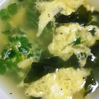 わかめと豆苗の卵スープ(^^)